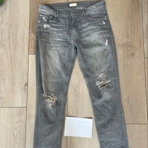 Mother Denim gray ripped jeans